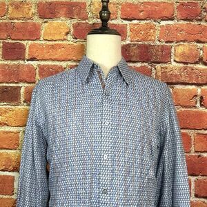 Robert‎ Graham Men's XL Blue Embroidered Long Sleeve Button Up Flip Cuff EUC